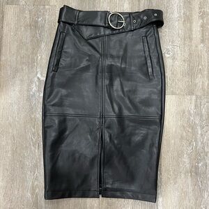 Faux Leather Midi Pencil Skirt